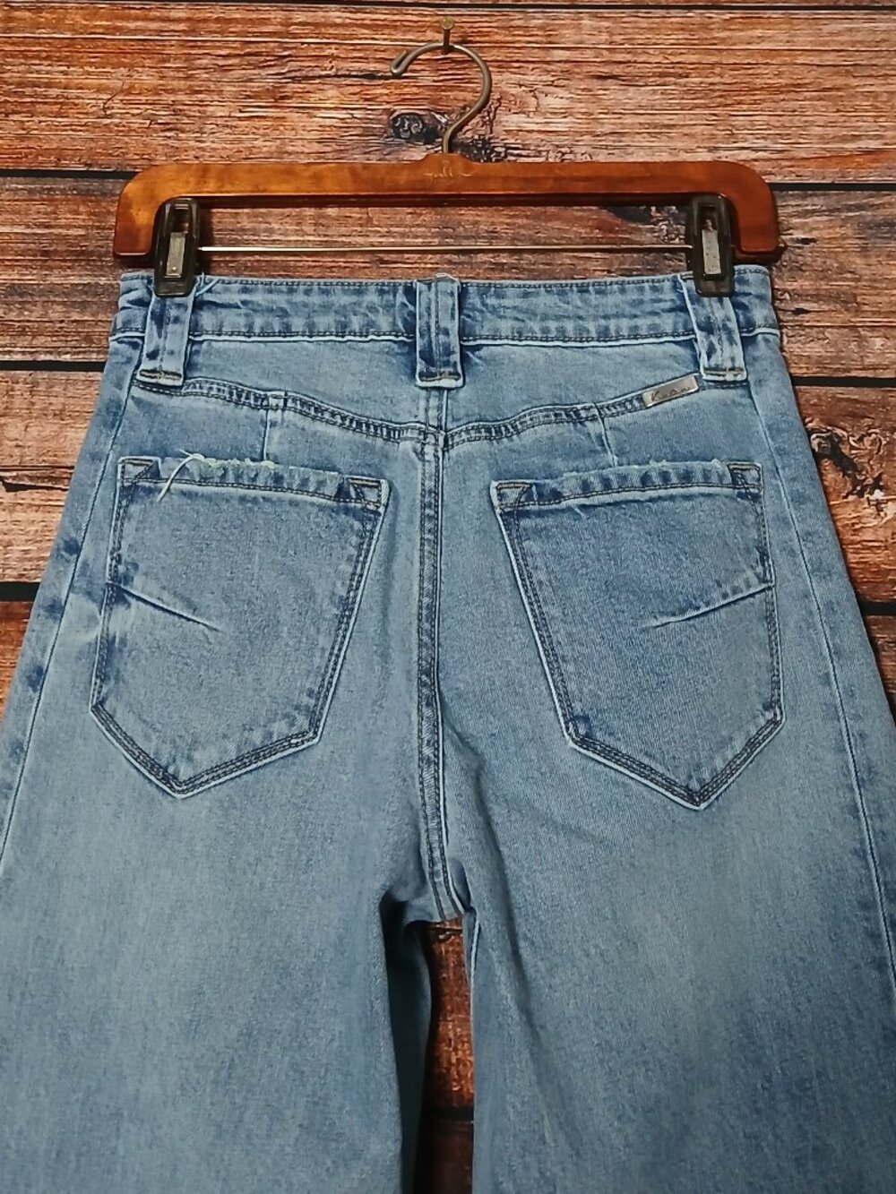 Kancan Jeans 3 25 Cecilia High Rise Slim Barrel Distressed Blue Denim Stretch - Picture 5 of 8